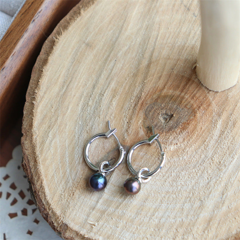 Midnight Dew Pearl Earrings