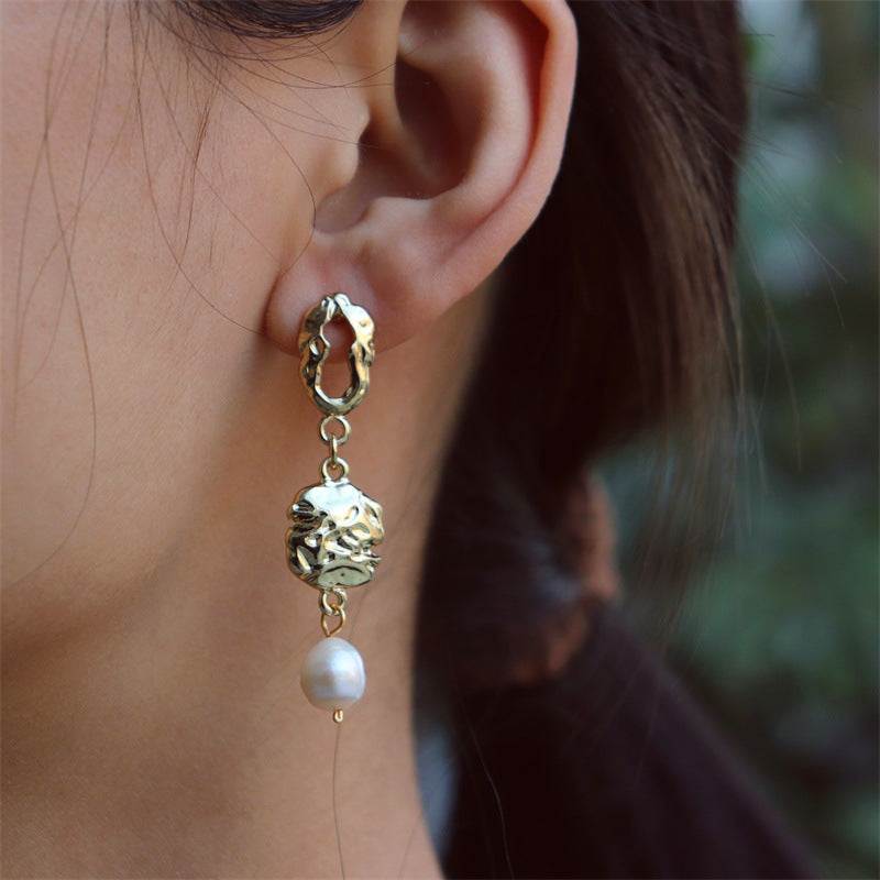 Abstract Pearl Drop Earrings