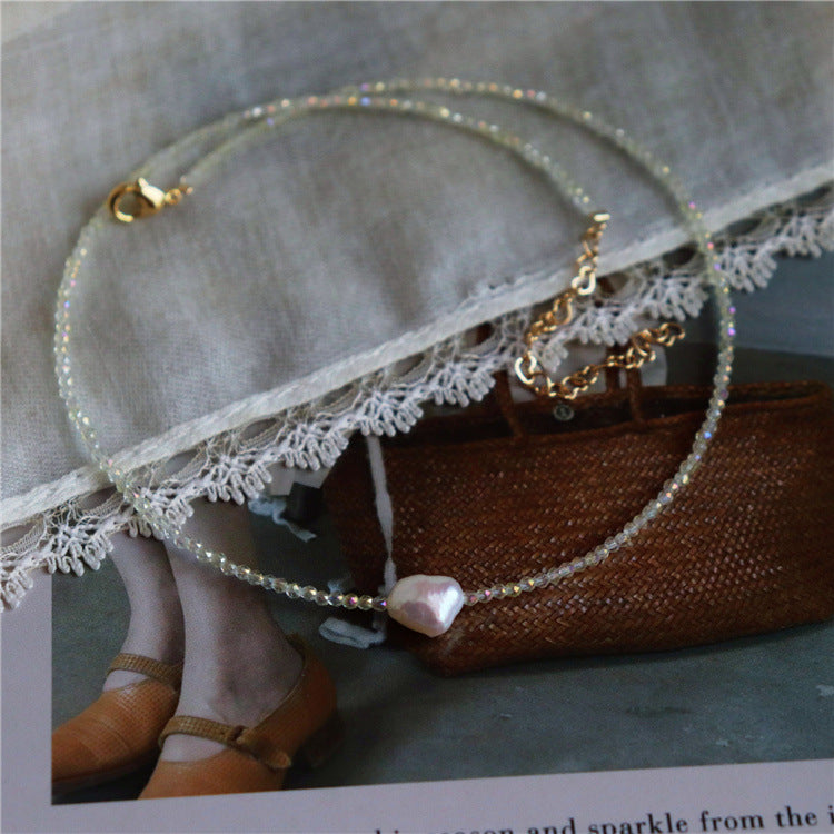 Sunlit Pearl Crystal Necklace