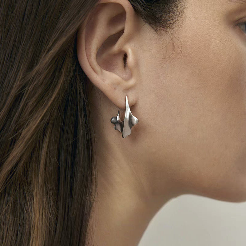 Abstract Silver Flow Earrings