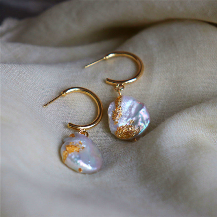 Gilded Baroque Pearl Earrings