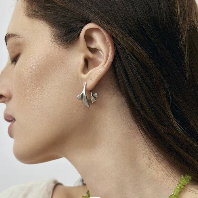 Abstract Silver Flow Earrings
