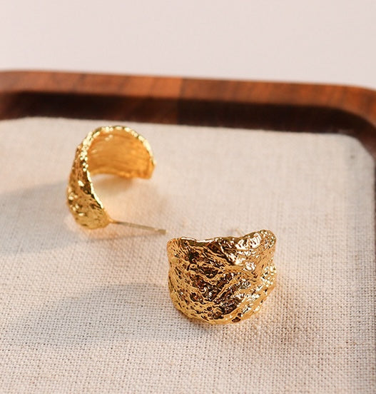 Molten Gold Hoop Earrings