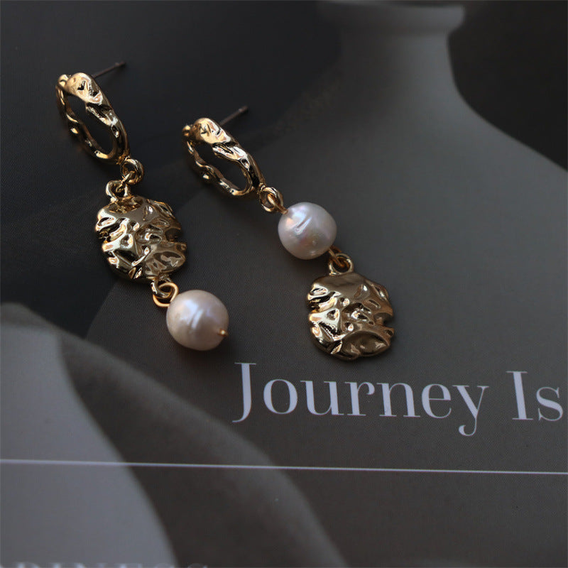 Abstract Pearl Drop Earrings