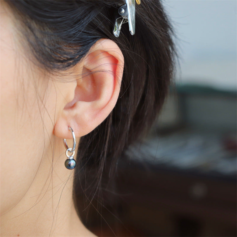 Midnight Dew Pearl Earrings