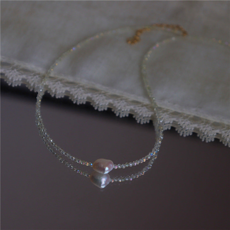 Sunlit Pearl Crystal Necklace