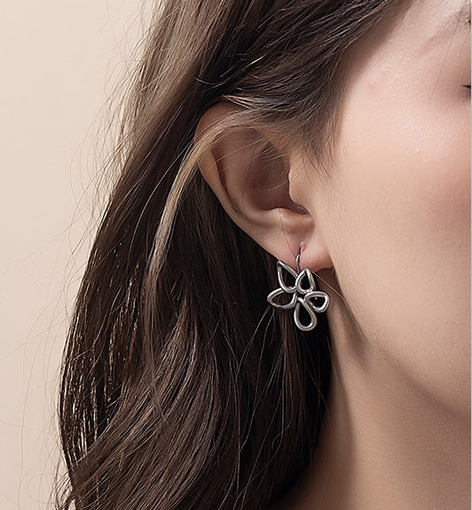 Silver Bloom Line Earrings