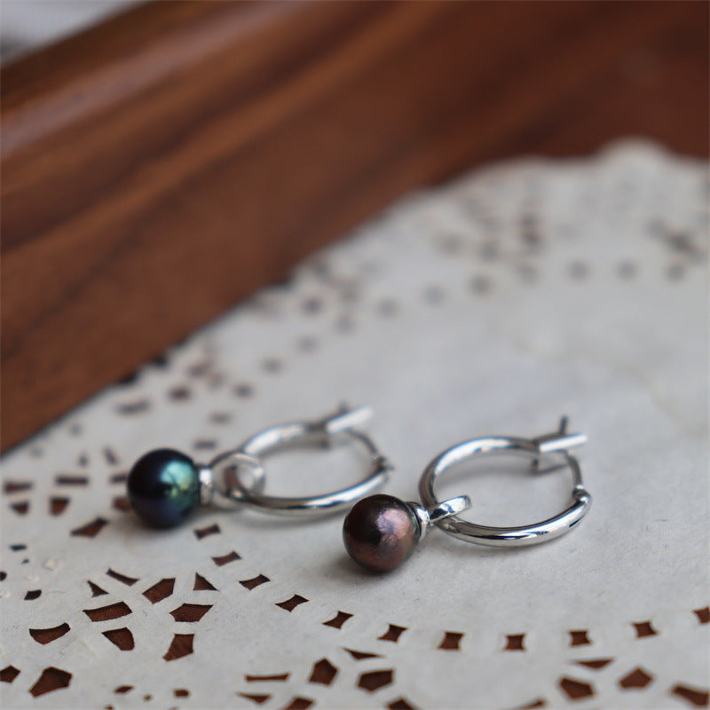 Midnight Dew Pearl Earrings