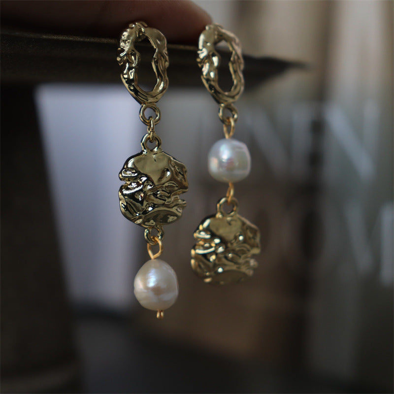 Abstract Pearl Drop Earrings