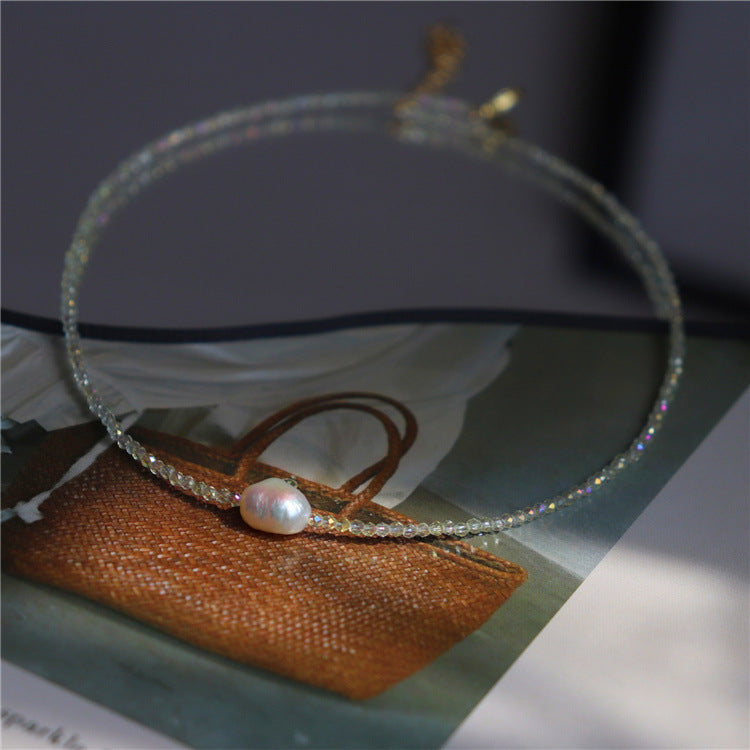 Sunlit Pearl Crystal Necklace
