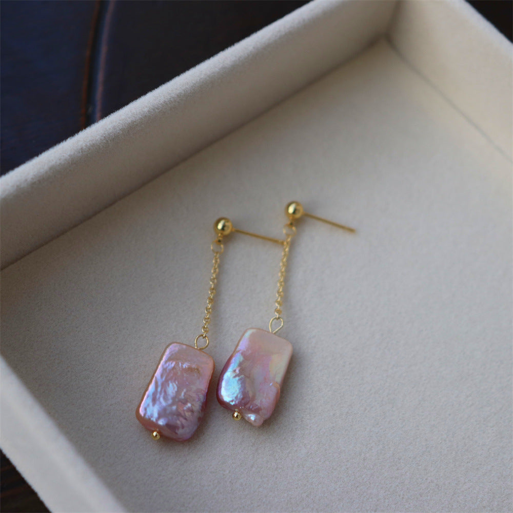 Lavender Pearl Tassel Earrings