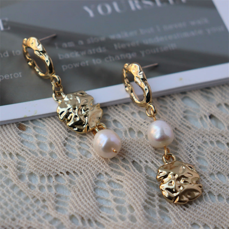 Abstract Pearl Drop Earrings
