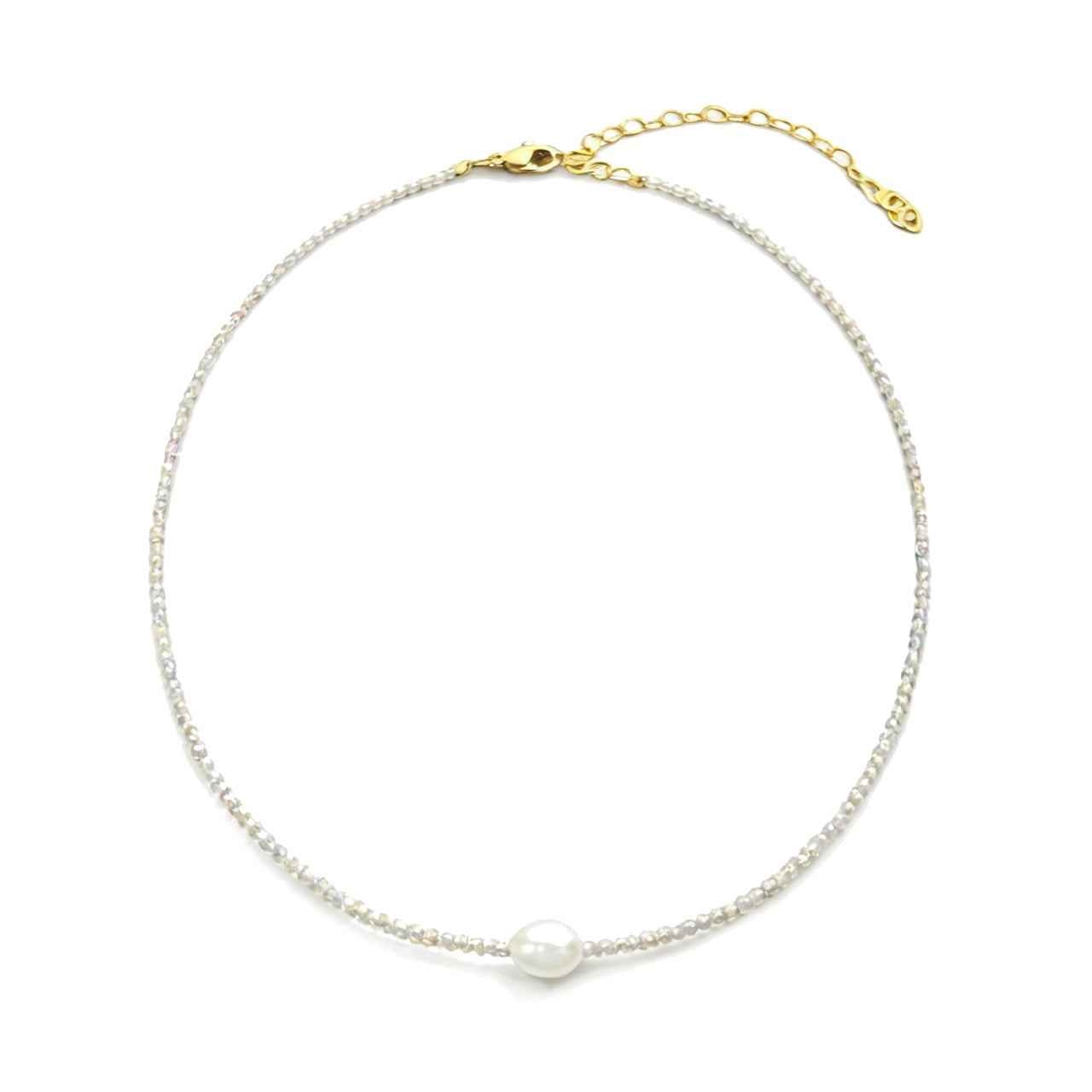 Sunlit Pearl Crystal Necklace