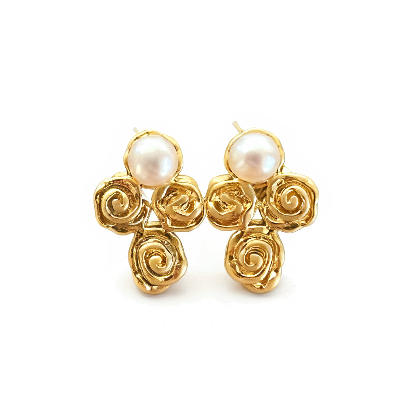 Rose Cluster Pearl Earrings