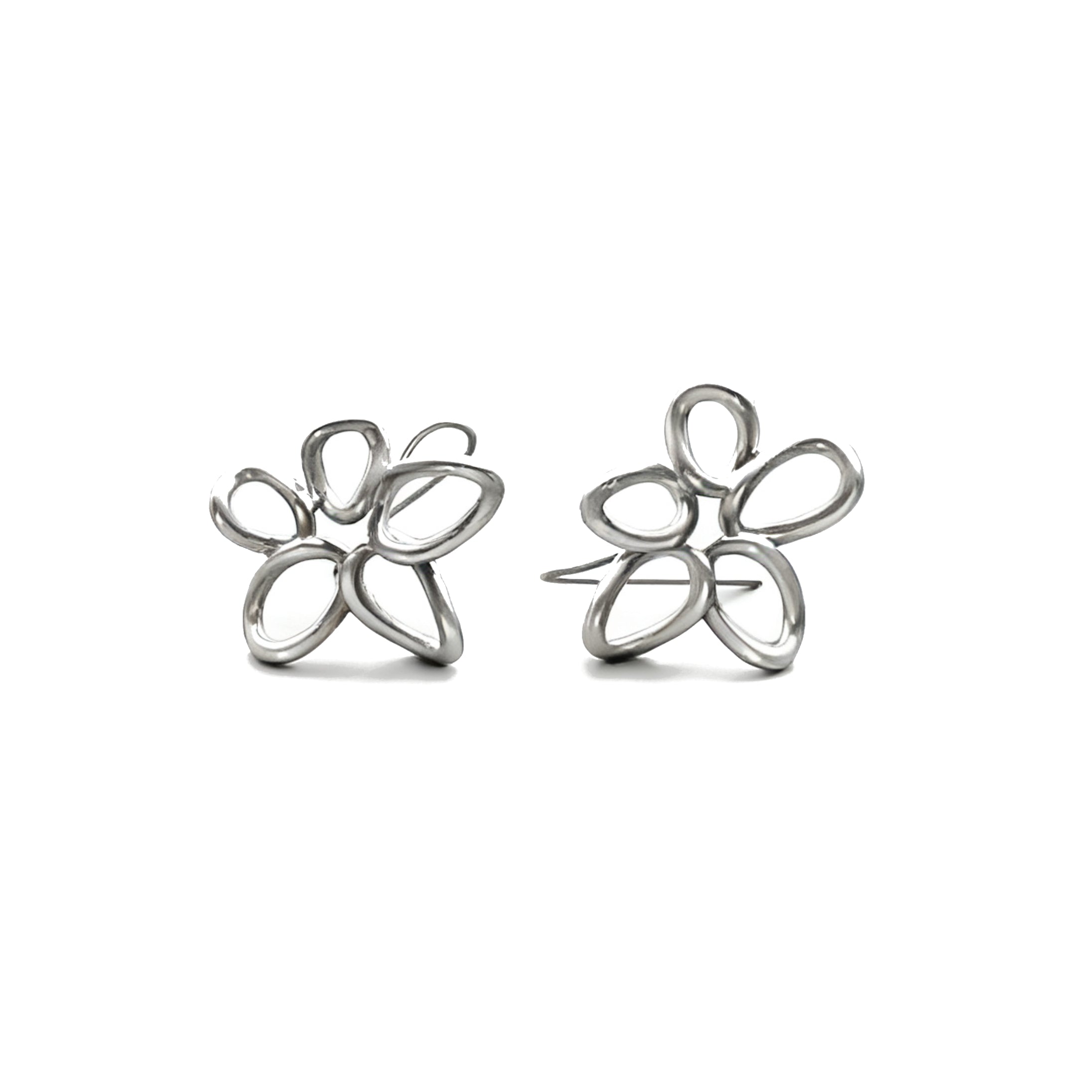 Silver Bloom Line Earrings